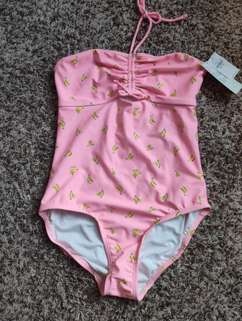 NWT Girls Pink Banana Print One-Piece Swimsuit Old Navy